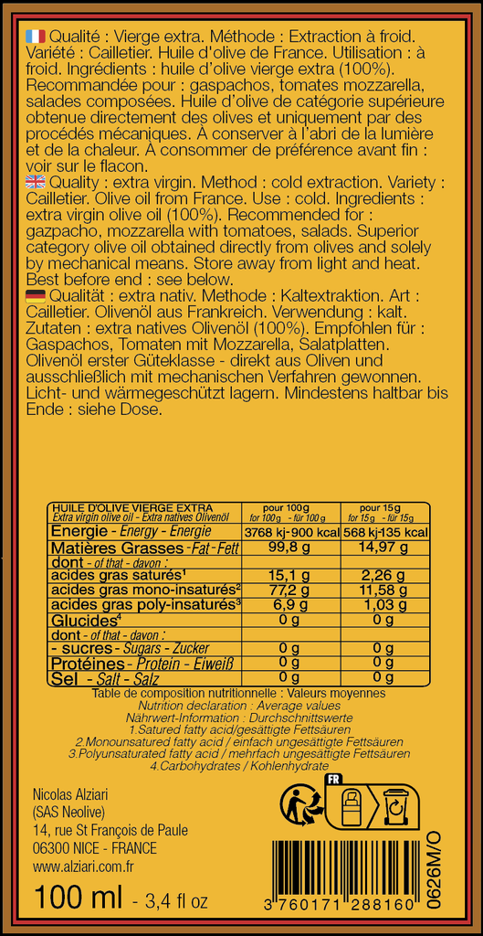 Huile d'olive CESAR 100 ml pompe - Alziari