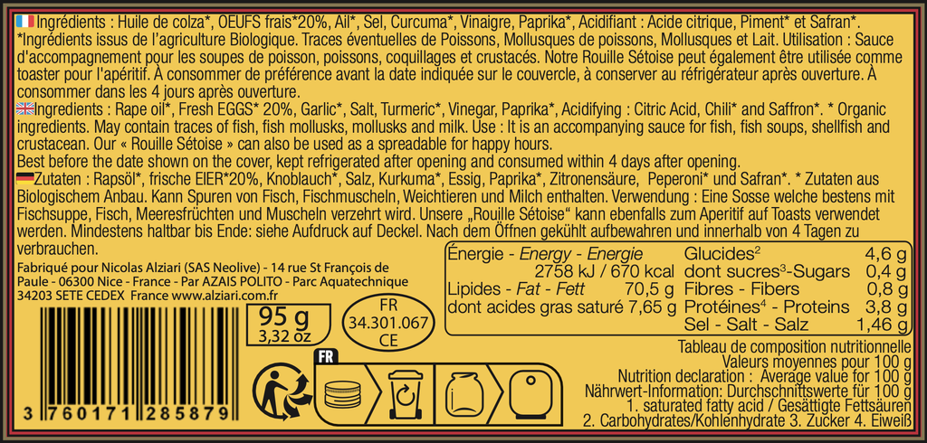 ROUILLE Bio* 95 g - Alziari