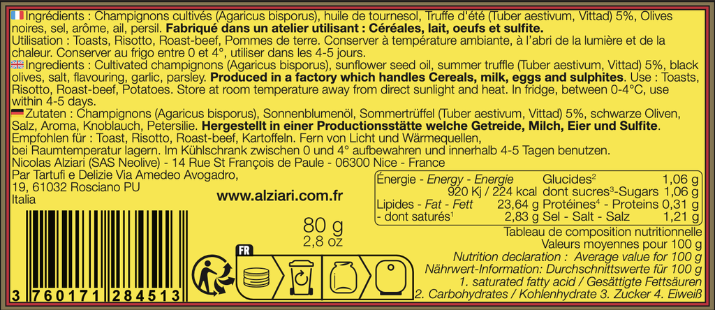 Sauce à  la Truffe 80 g - Alziari