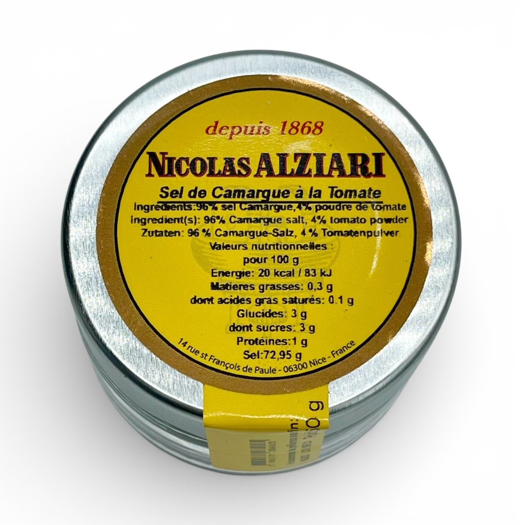 Sel de camargue à  la tomate 50 g (pot) - Alziari