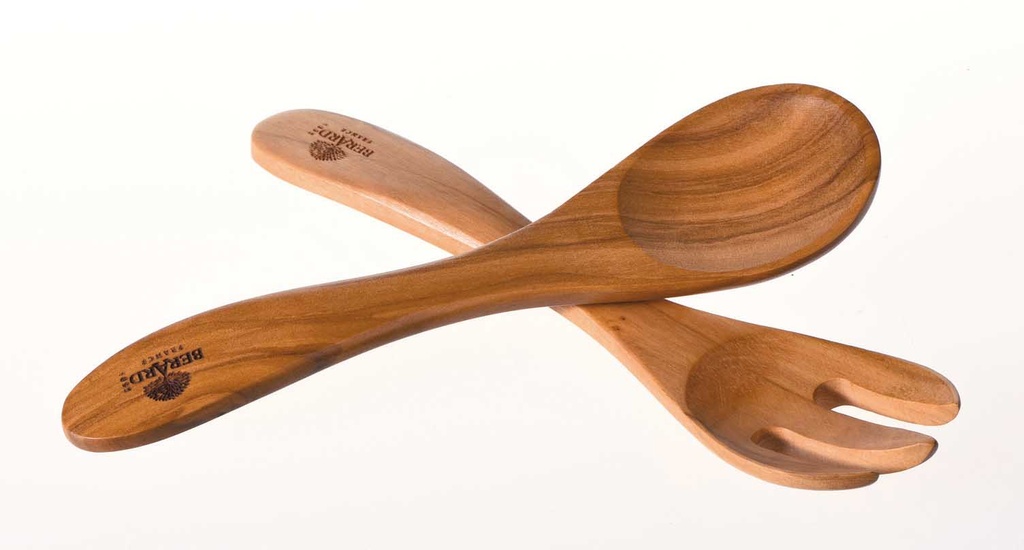 Couverts 17 cm 3 dents Rond (en bois d'olivier)