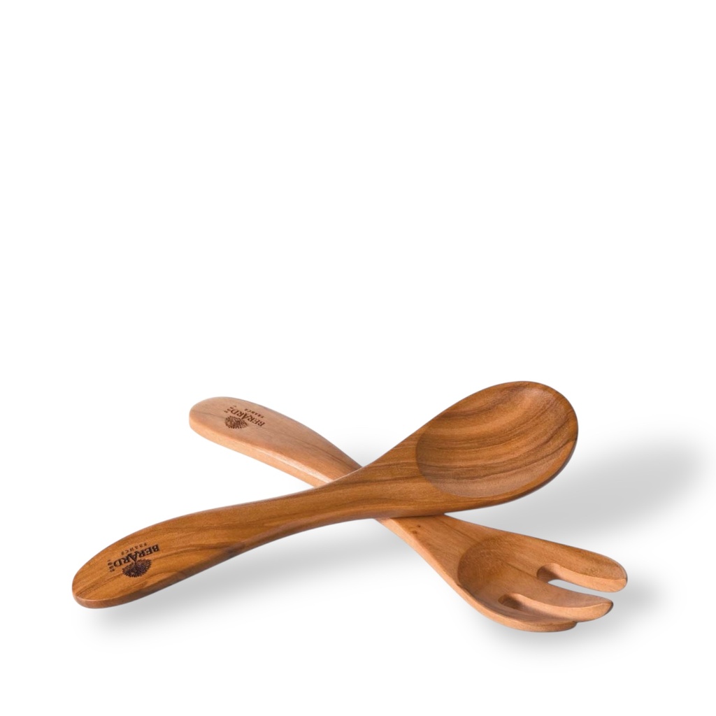Couverts 17 cm 3 dents Rond (en bois d'olivier)