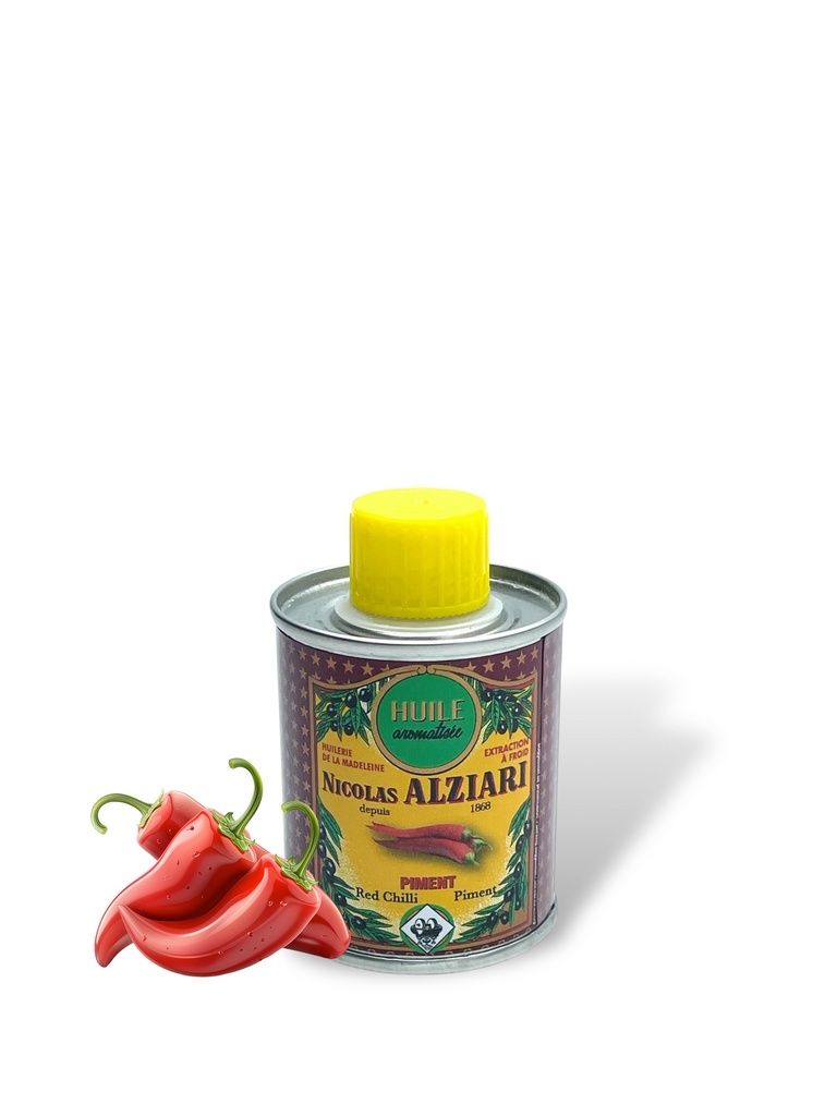 Bidon huile d'olive PIMENT 100 ml - Alziari