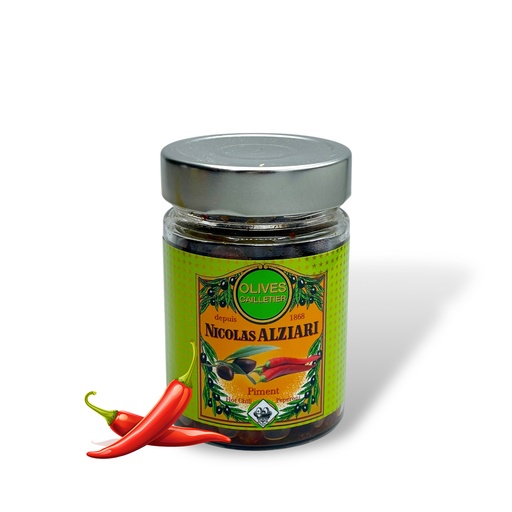 [5030] 180g Glas Cailletier Oliven mit Chili - Alziari