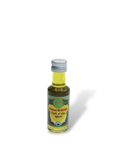 [5056] 20ml Miniaturflasche Glas aromatisiertes Olivenöl Basilikum - Alziari