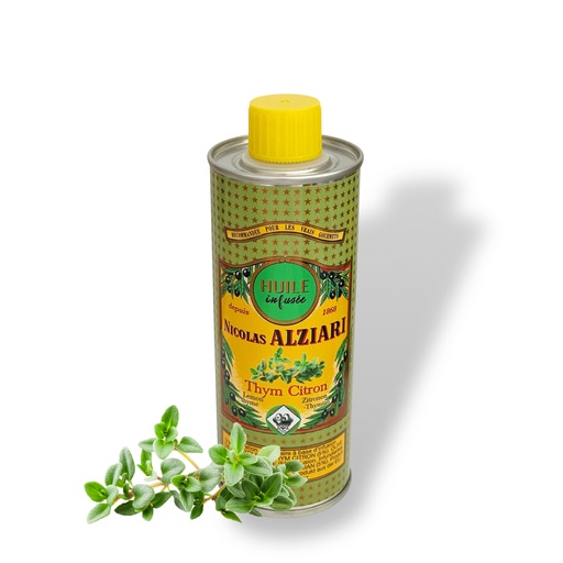 [5561] Huile d'olive infusée au THYM CITRON Frais 250 ML - Alziari