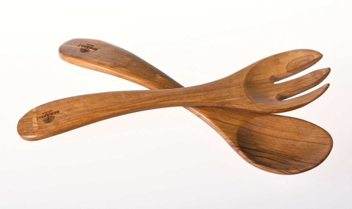 [133] Couverts 25 cm 3 dents rond (en bois d'olivier)