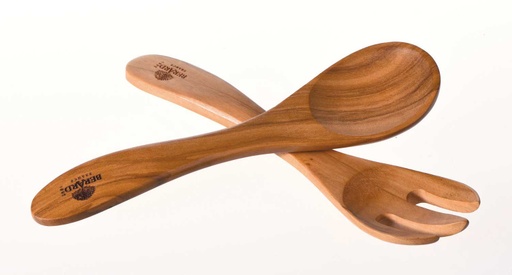 [137] Couverts 17 cm 3 dents Rond (en bois d'olivier)