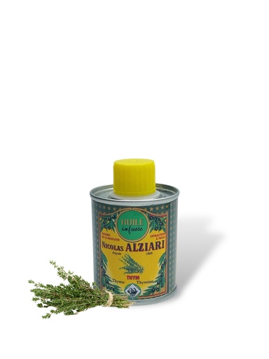 [4932] Bidon huile d'olive infusée au THYM Frais 100 ml - Alziari