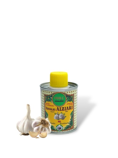 [4934] 100ml Dose aromatisiertes Olivenöl Knoblauch - Alziari
