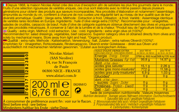 Huile d'olive cuvée Pauline 200 ml Bio*   