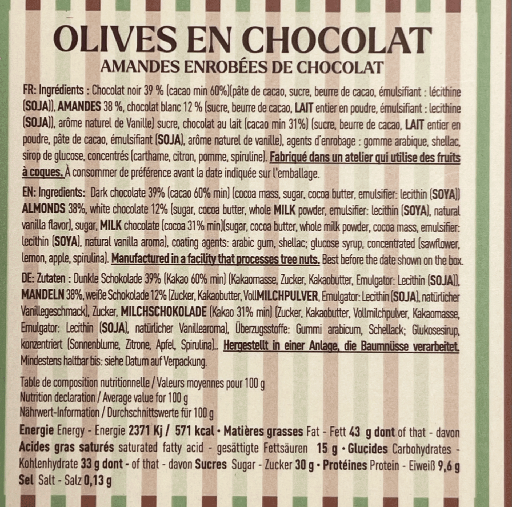 Pochette OLIVES EN CHOCOLAT 100gr - Baiata