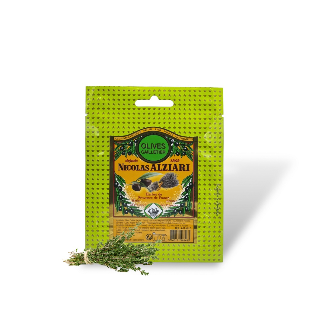 60g sachet CAILLETIER Olives with Herbs of Provence - Alziari