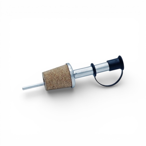 [1195] Bouchon verseur liège , acier + bouchon noir (100 ml, 250ml, 500ml, 1L)