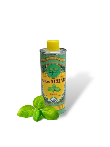 [4865] 250ml Dose infundiertes Olivenöl Basilikum - Alziari
