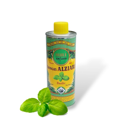 [4865] 250ml Dose infundiertes Olivenöl Basilikum - Alziari